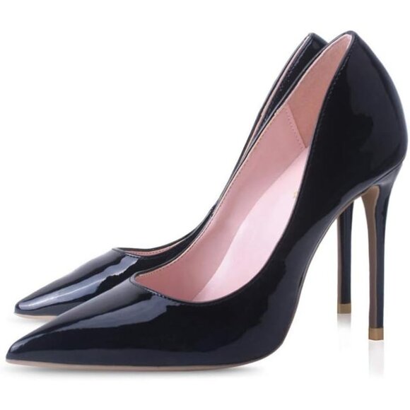 Women's Black   Pointed Toe Slip on Party Wedding Pumps Basic Shoes High Heels - Picture 3 of 8